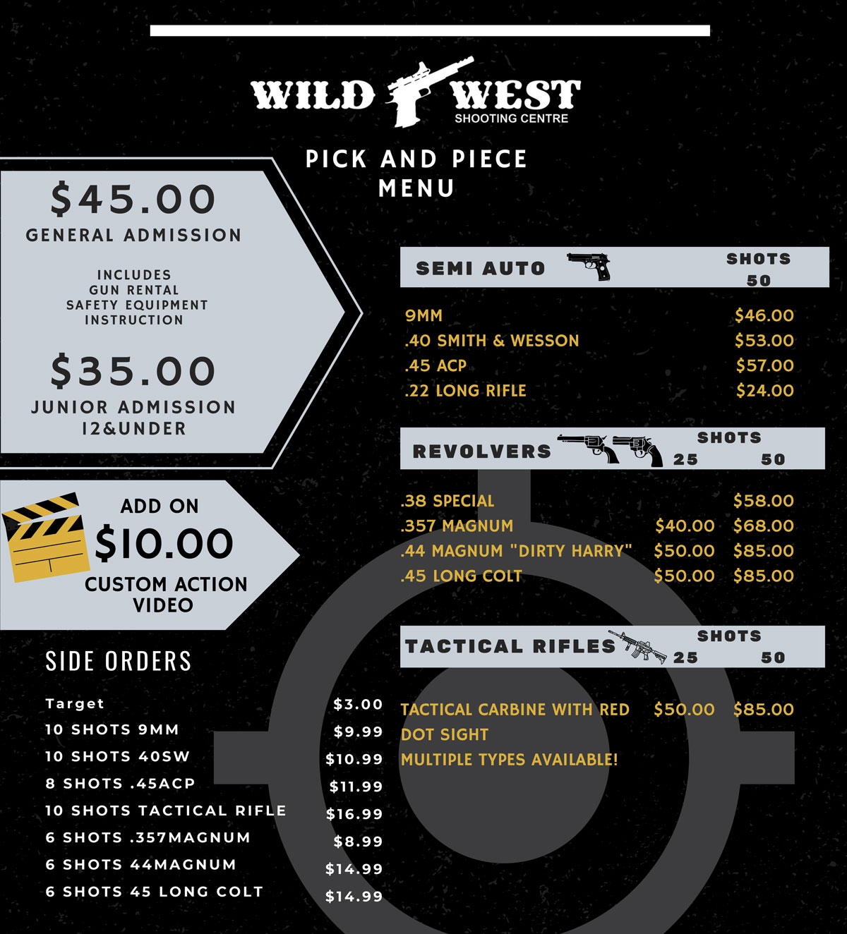 Pricing at WEM Shooting Range